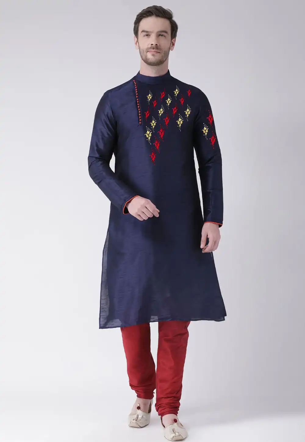 Navy Blue Dupion Silk Kurta Pajama 236197