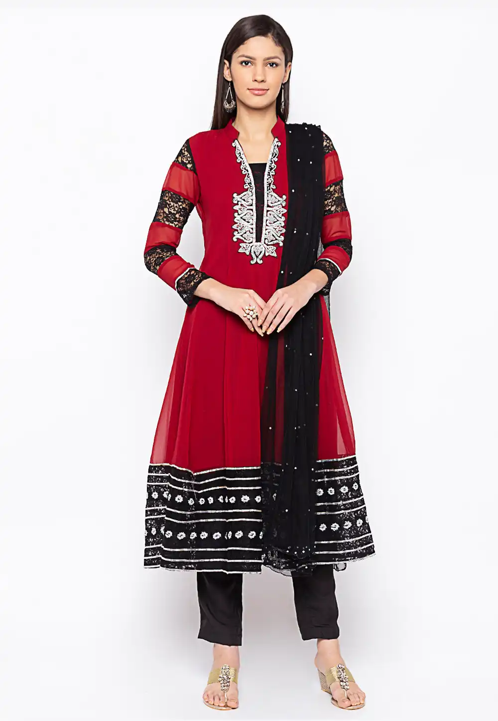 Maroon Georgette Readymade Pant Style Suit 223477