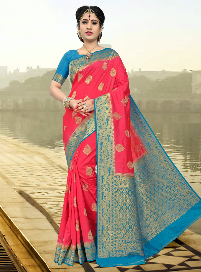 Pink Silk Festival Wear Saree 126157