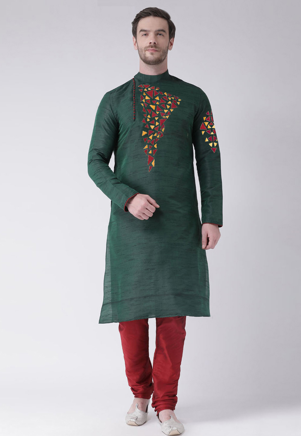 Green Dupion Silk Kurta Pajama 236198
