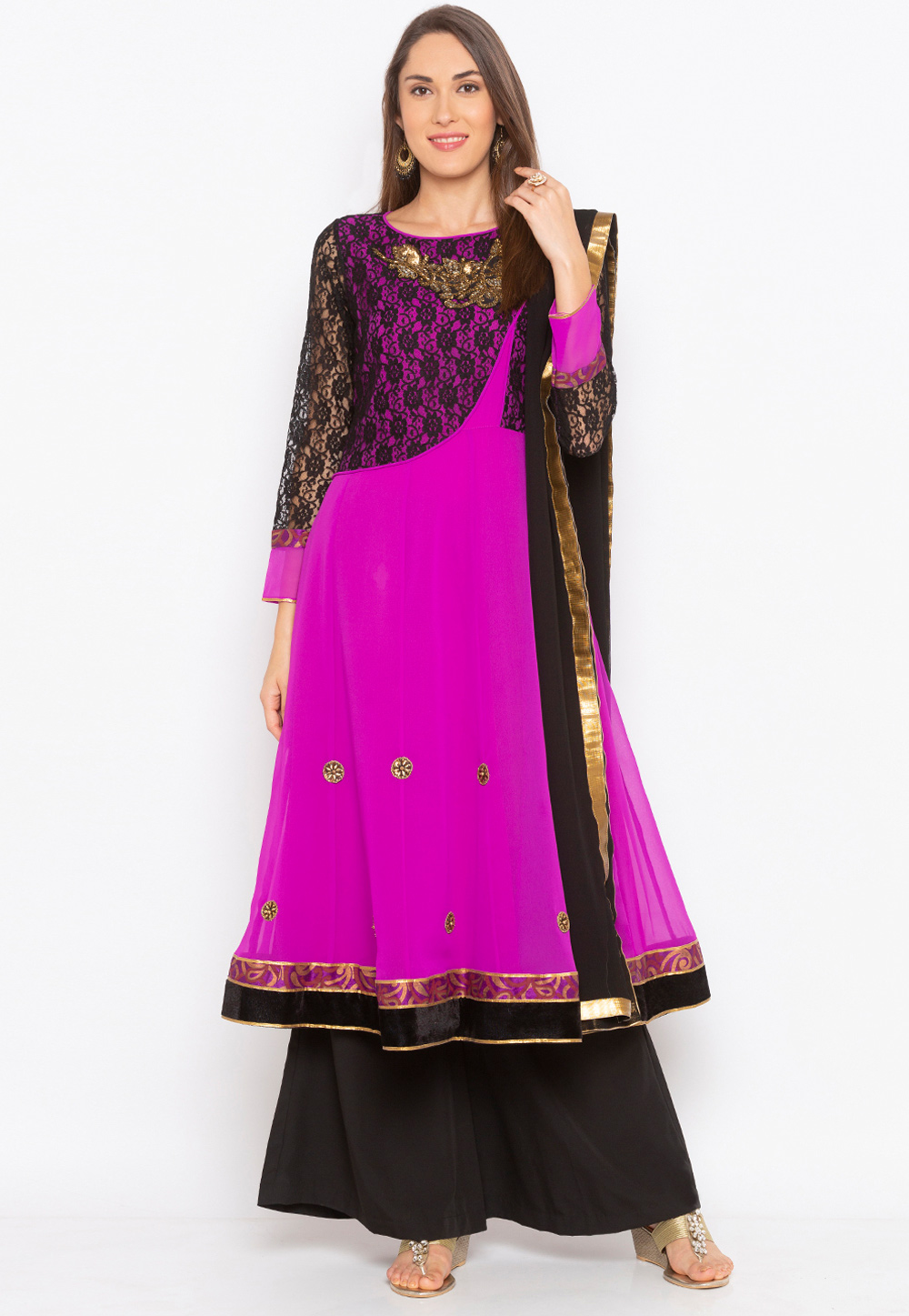 Violet Georgette Readymade Palazzo Suit 239408