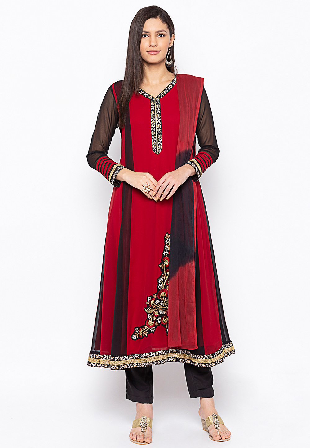Maroon Georgette Readymade Anarkali Suit 239410