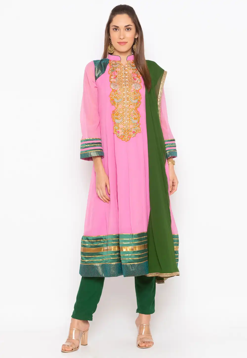 Pink Georgette Readymade Anarkali Suit 239411