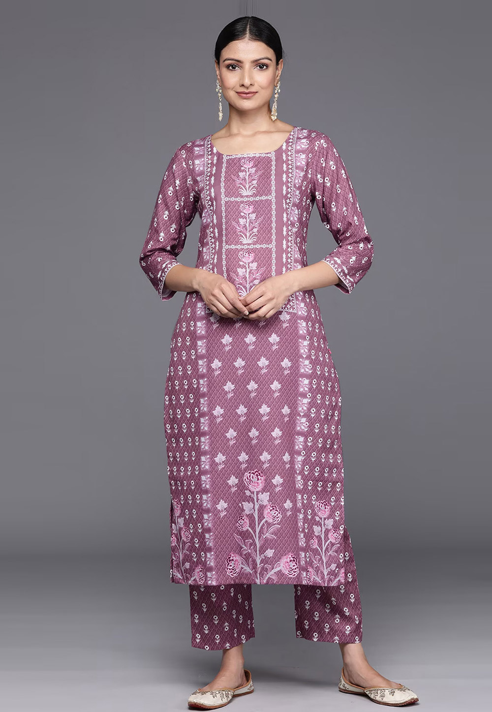 Light Purple Viscose Rayon Kurta Set With Palazzo 269740