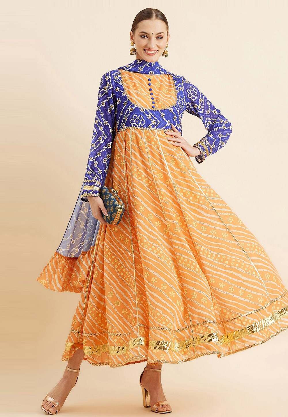 Orange Georgette Readymade Anarkali Suit 272051