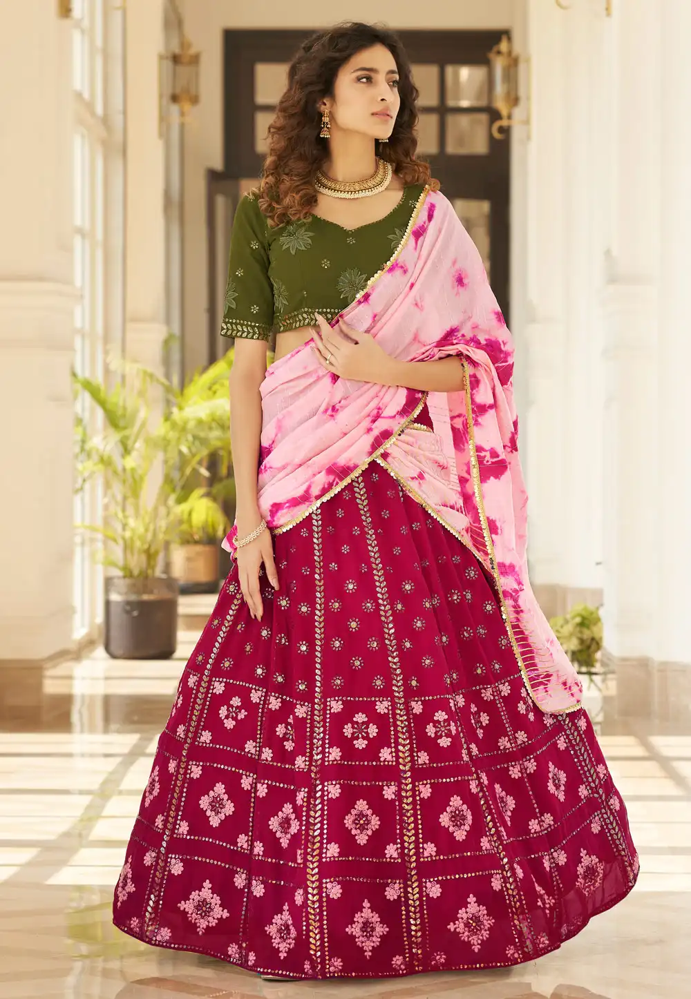 Magenta Georgette Sequence Lehenga Choli 246660