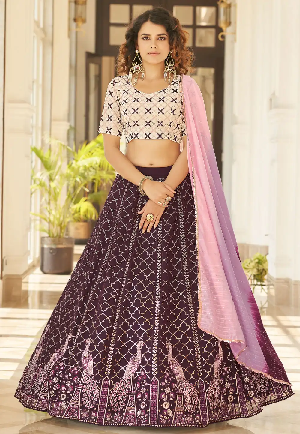 Purple Georgette Sequence Lehenga 246661