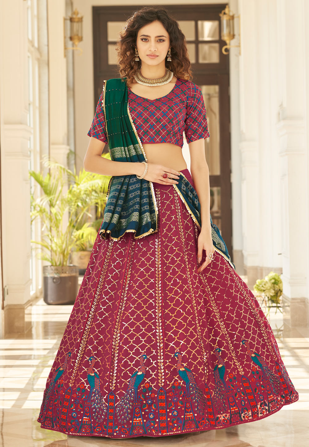 Maroon Georgette Sequence Work Lehenga 246662