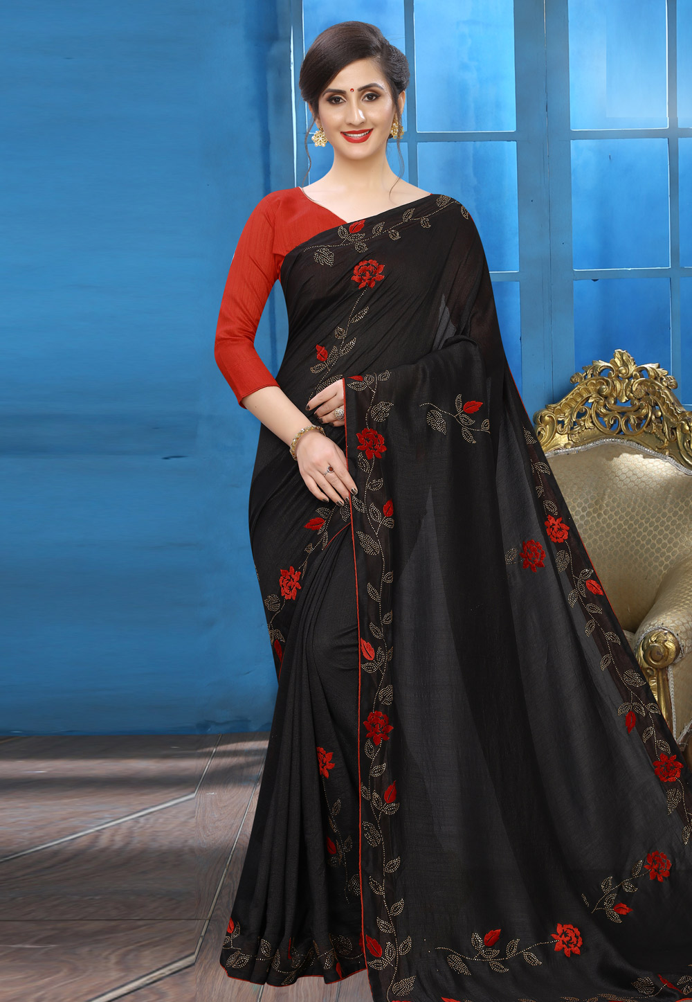 Black Silk Saree With Blouse 196760