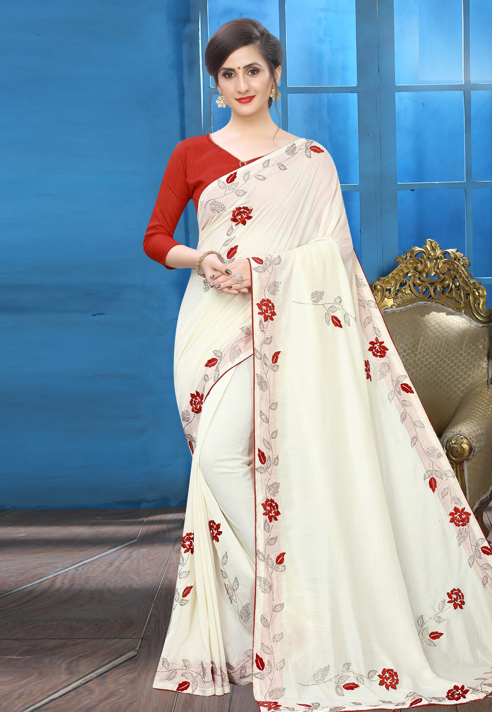 Off White Silk Festival Wear Saree 196761