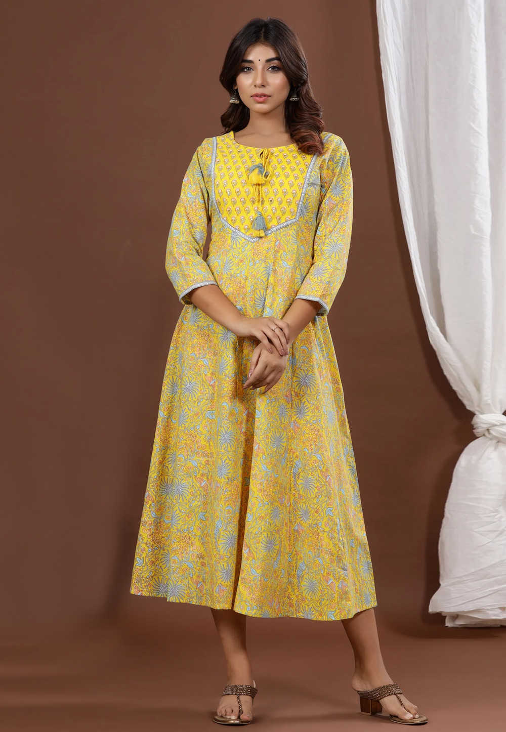 Yellow Cotton Kurti 225955