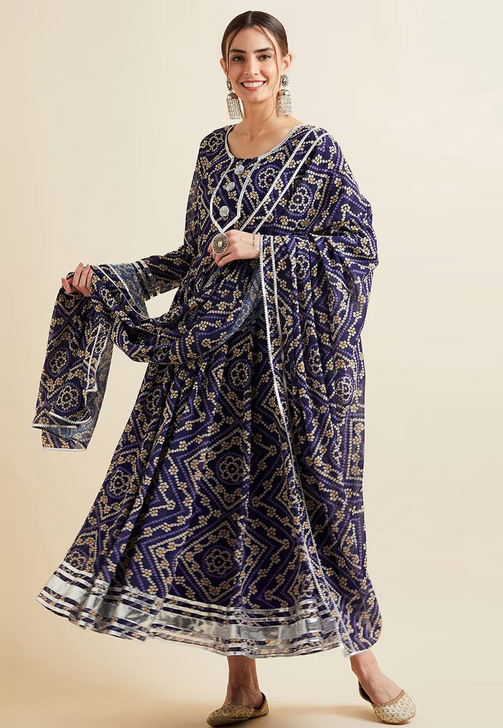 Navy Blue Georgette Readymade Anarkali Suit 277442