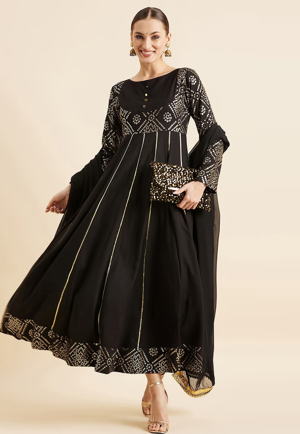 Black Georgette Readymade Anarkali Suit 277443