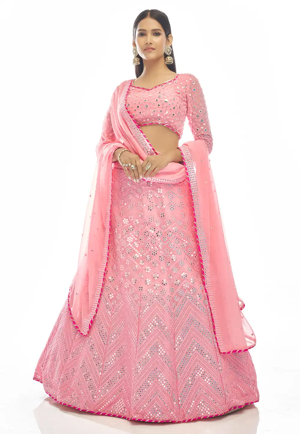Pink Georgette A Line Lehenga Choli 247305