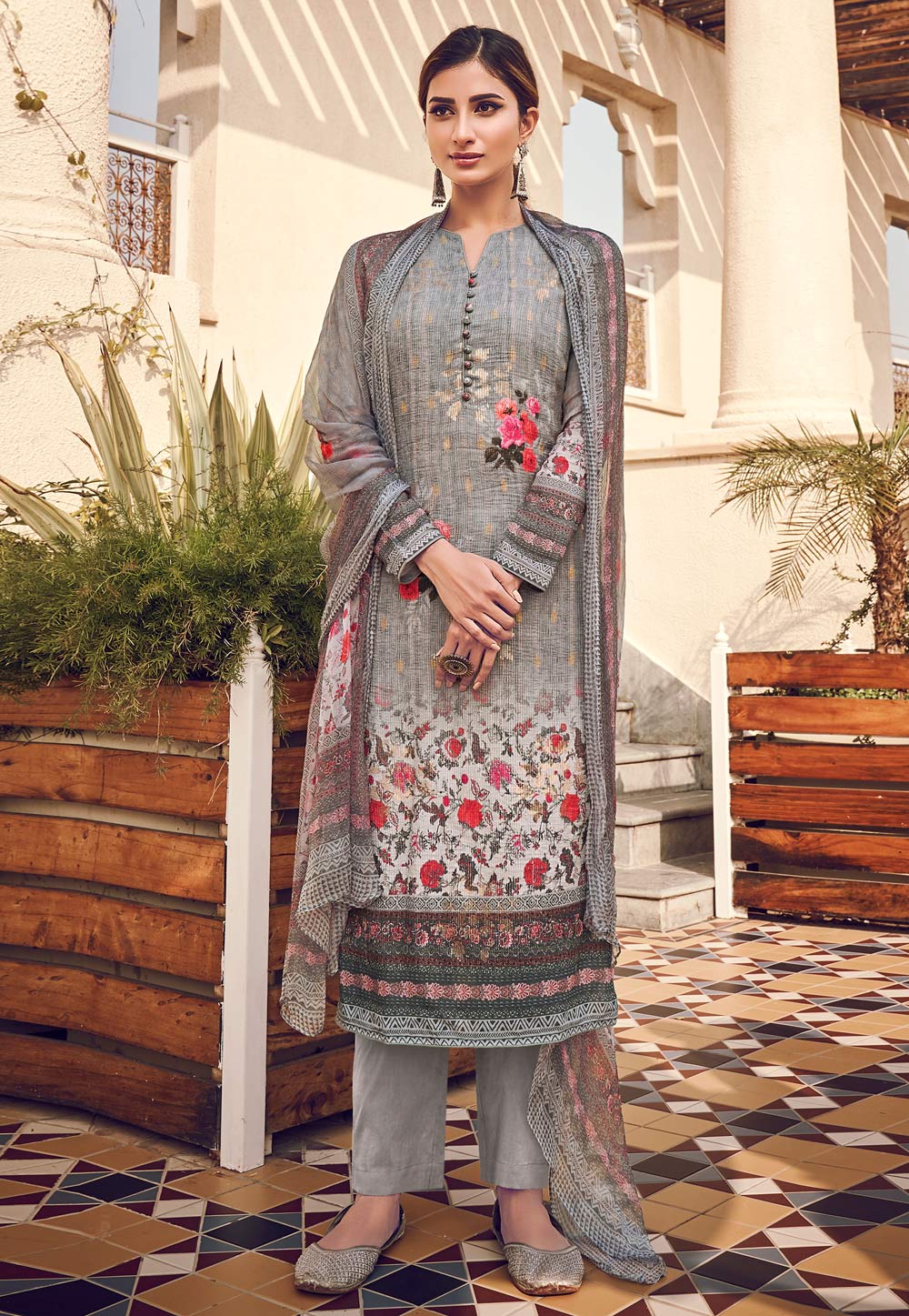 Grey Viscose Pant Style Suit 218247