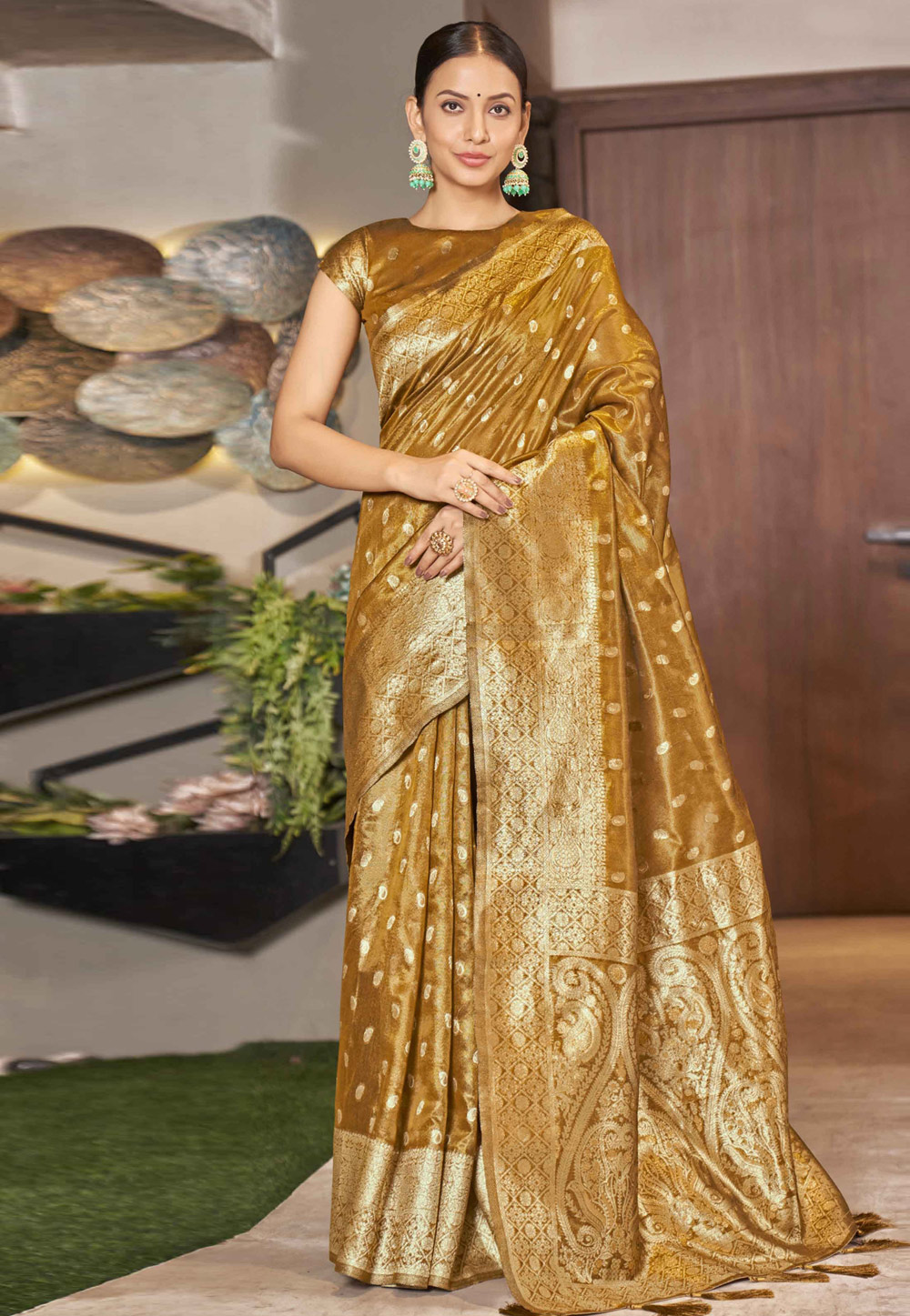Mustard Silk Saree With Blouse 264241