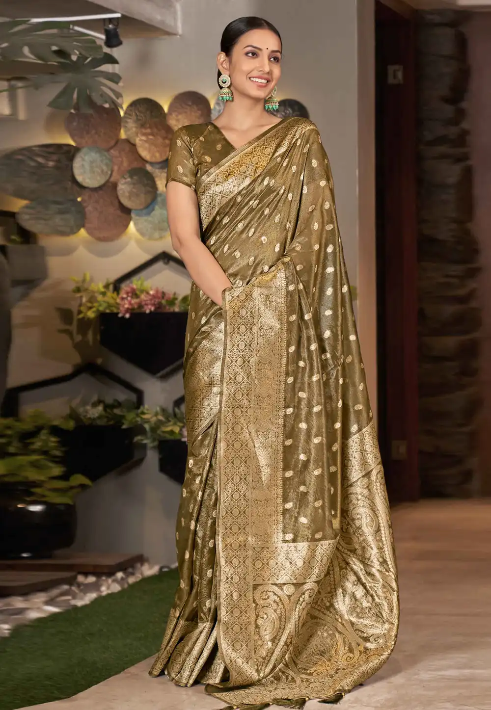 Brown Silk Saree With Blouse 264242