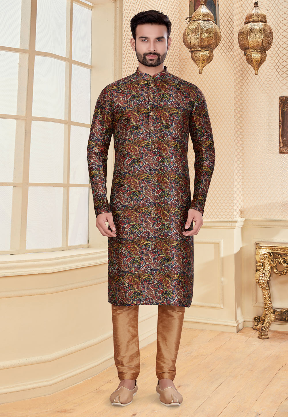Maroon Silk Kurta Pajama 251183