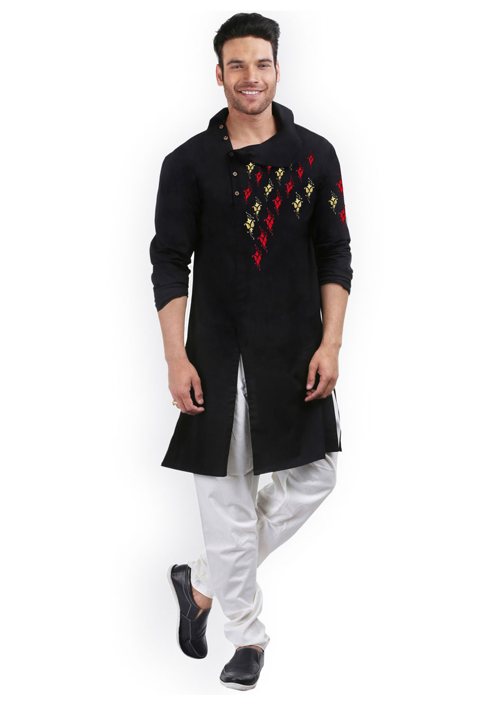 Black Cotton Kurta Pajama 236170