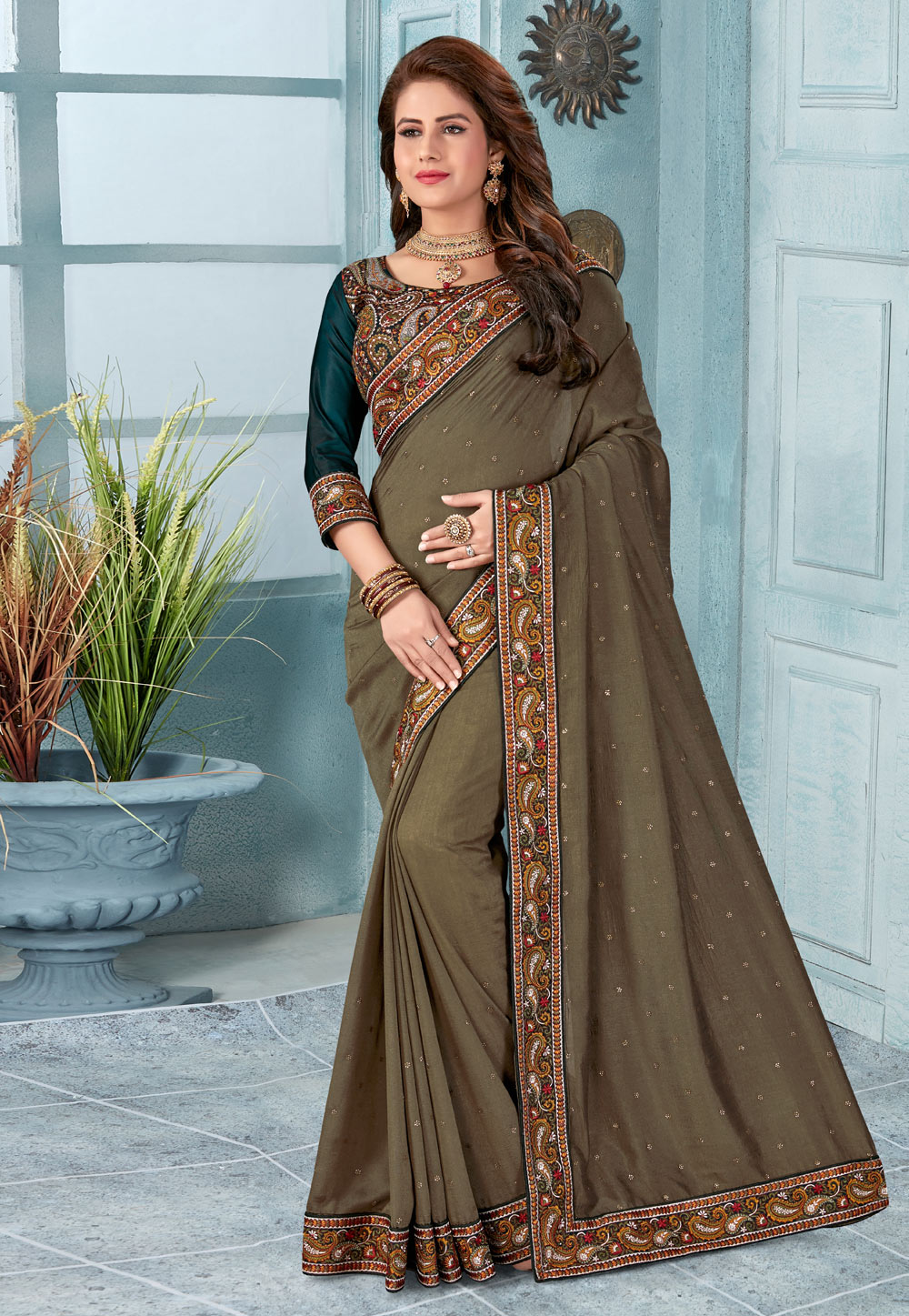 Mehndi Silk Festival Wear Saree 199026