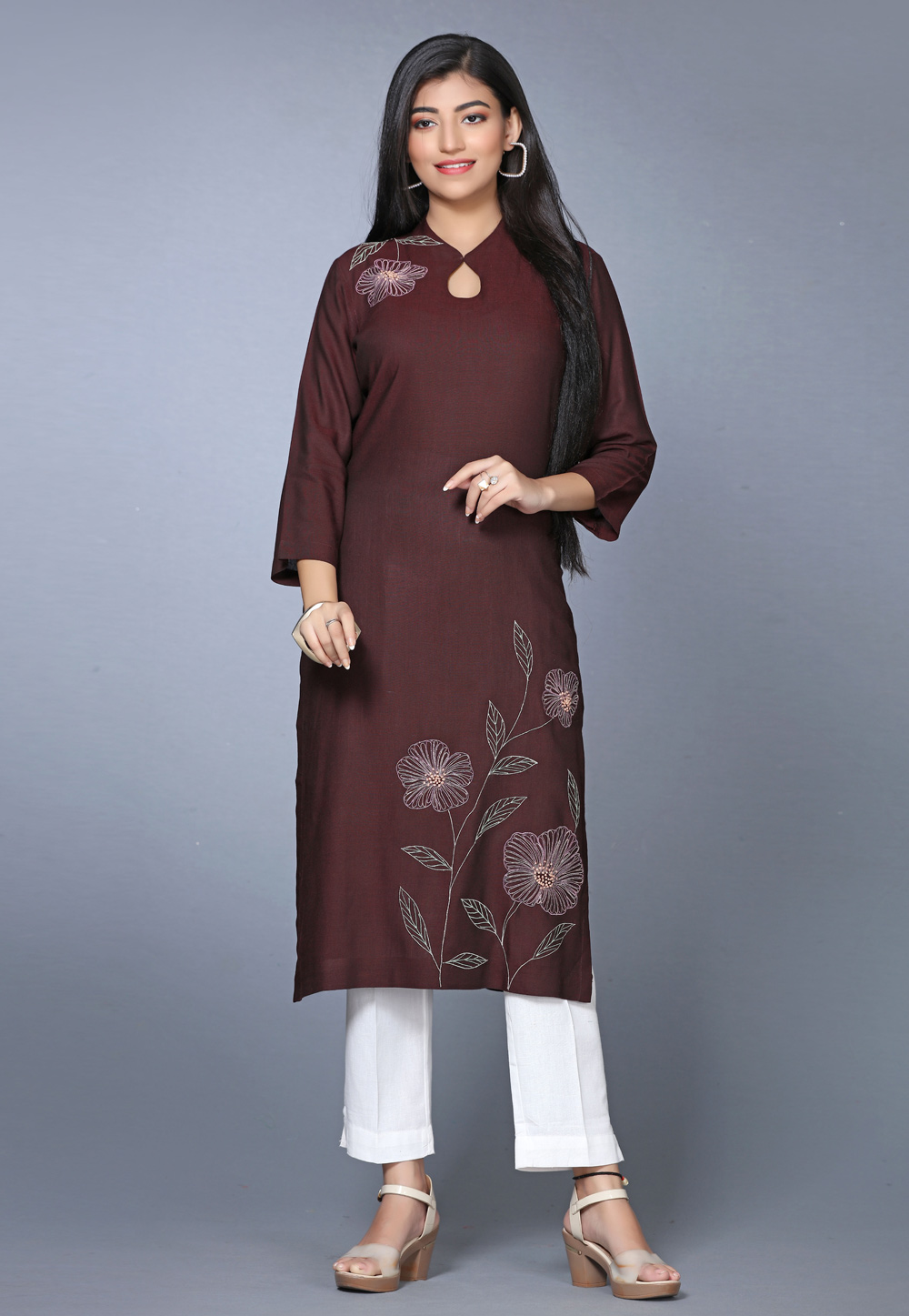 Maroon Rayon Long Tunic 267772