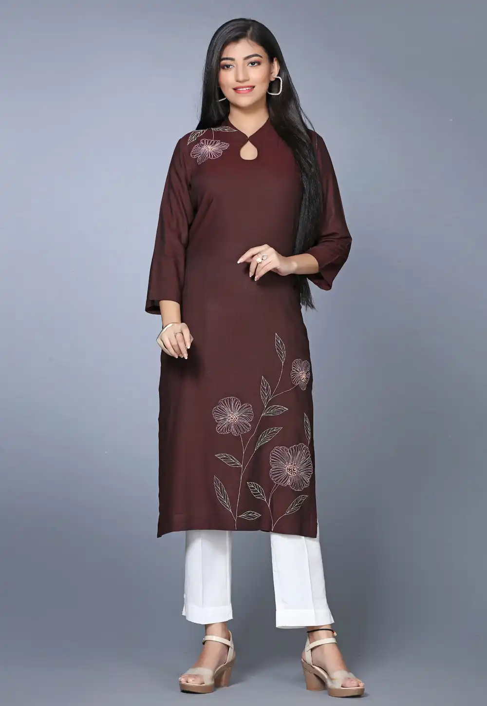 Maroon Rayon Long Tunic 267772