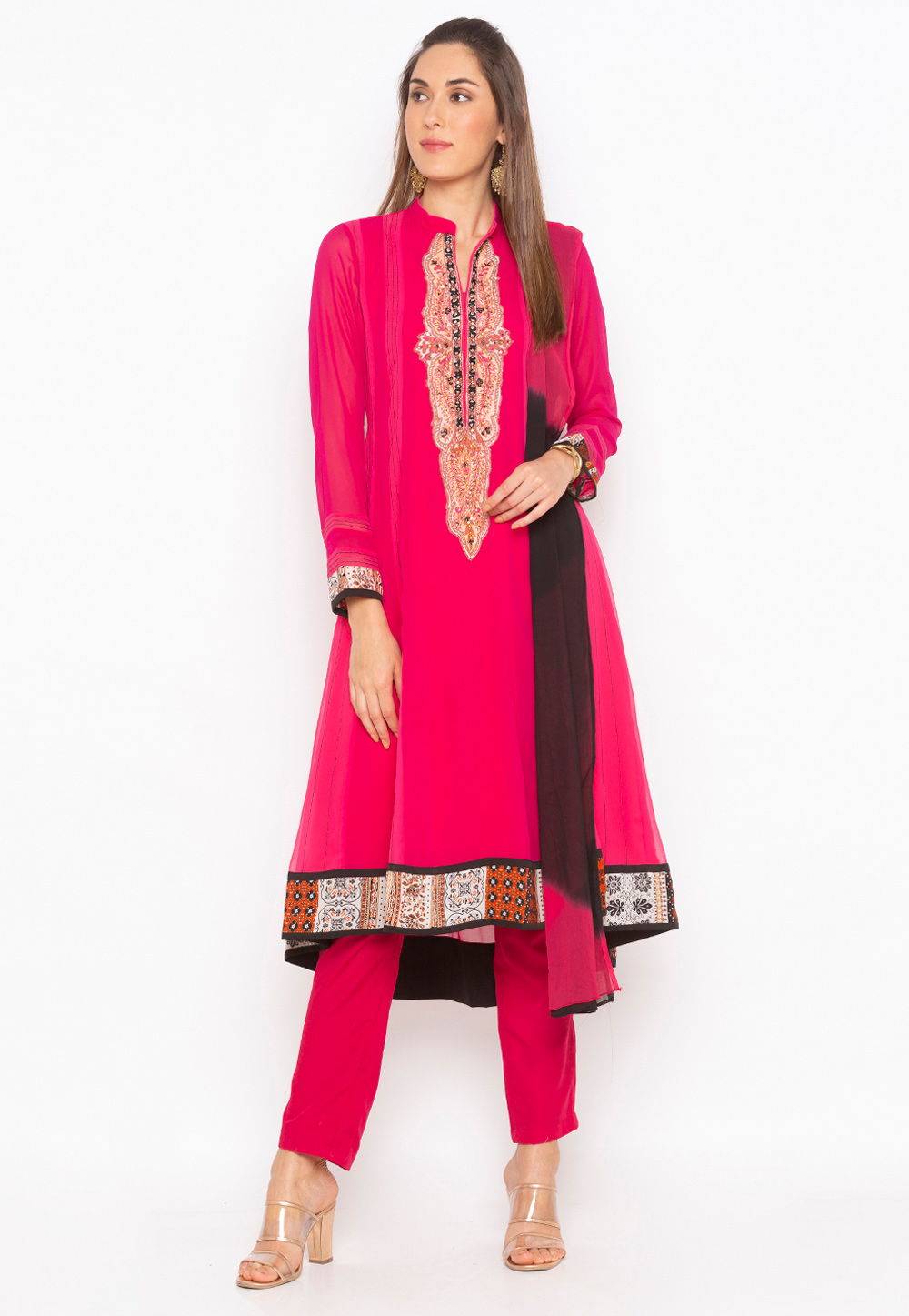 Magenta Georgette Readymade Anarkali Suit 239421