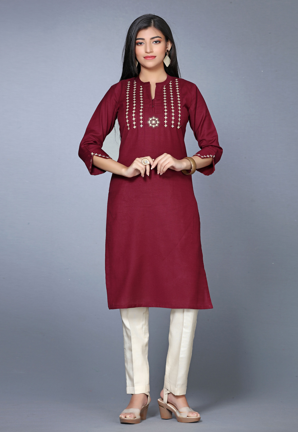 Maroon Cotton Long Tunic 267778