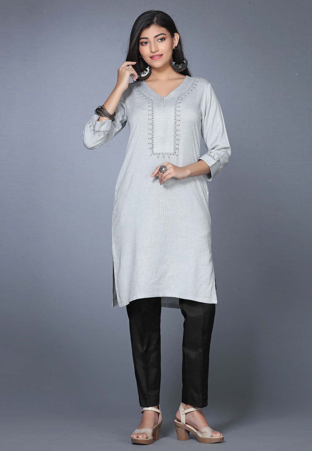 Grey Rayon Long Tunic 267780