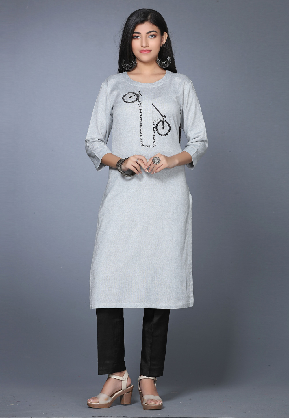 Grey Rayon Long Kurti 267781