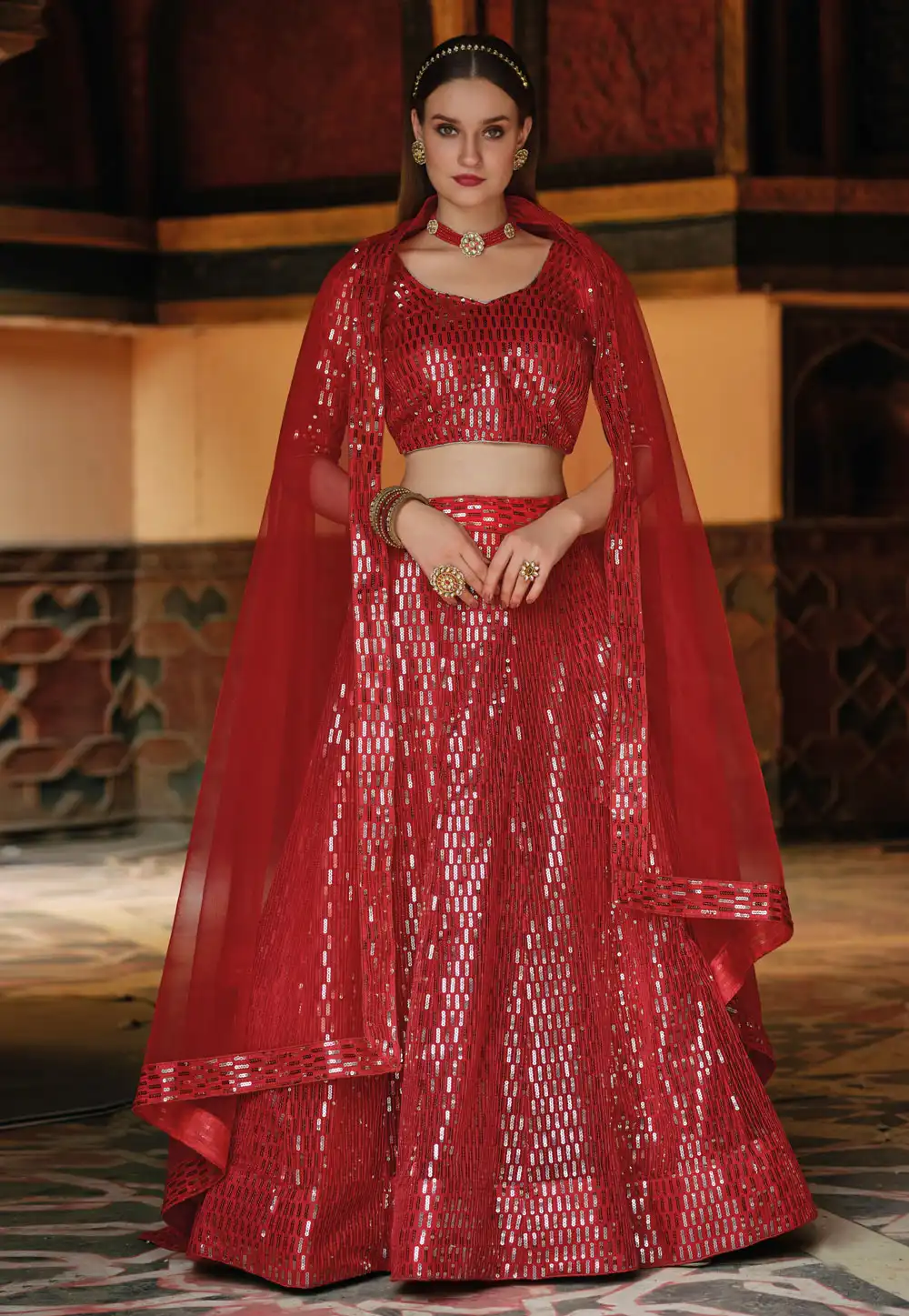 Maroon Net A Line Lehenga Choli 243714