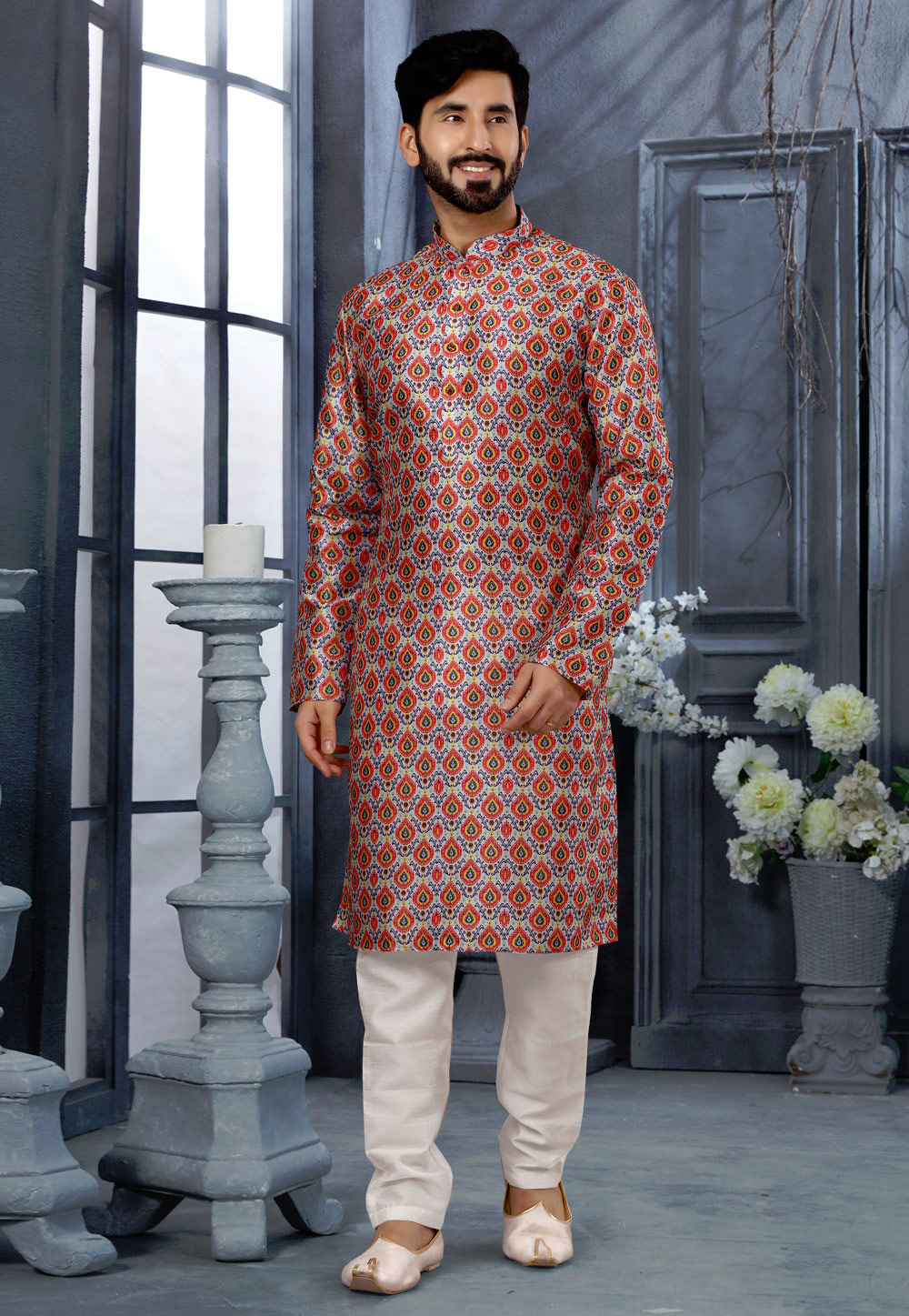 Off White Silk Kurta Pajama 250440
