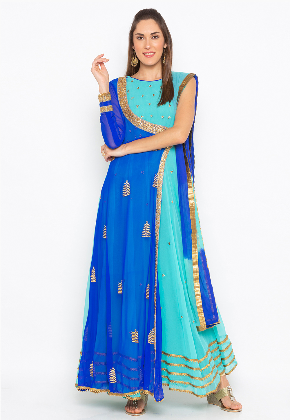 Sky Blue Georgette Readymade Anarkali Suit 246146