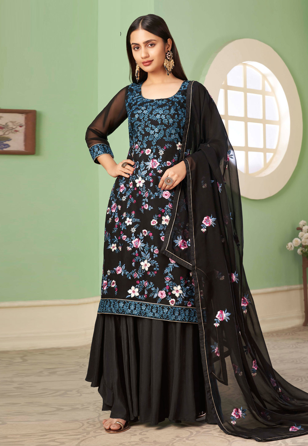 Black Georgette Pakistani Suit 252114