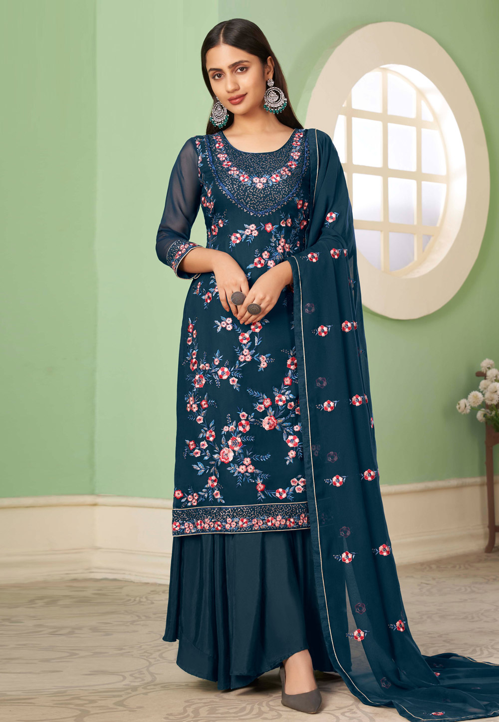 Blue Georgette Pakistani Suit 252118