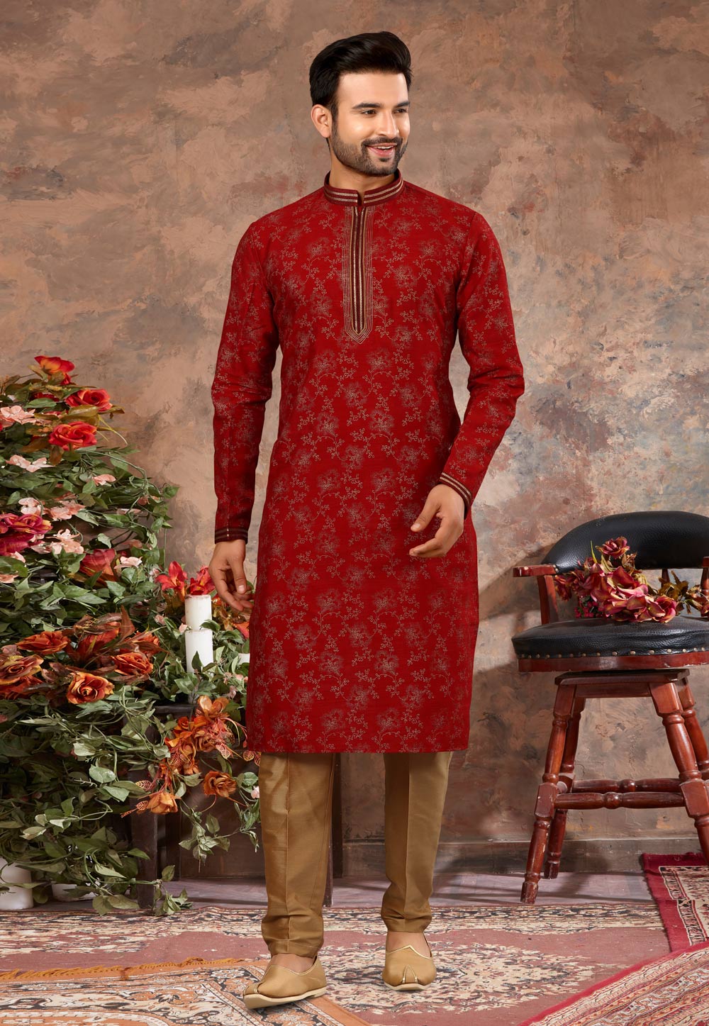 Maroon Silk Kurta Pajama 250443