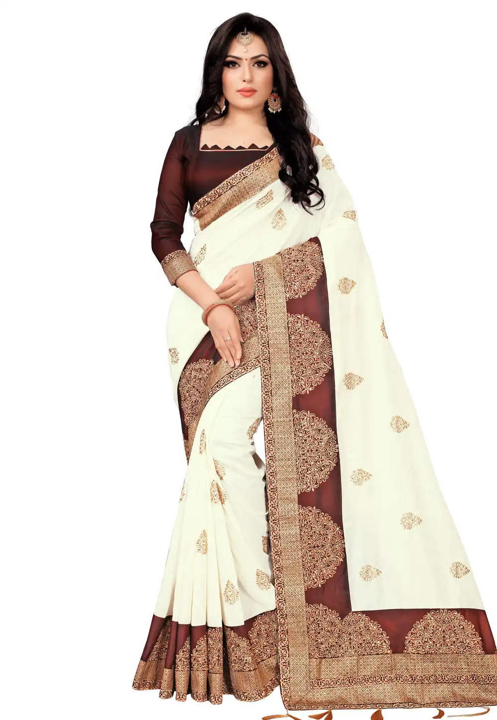 Cream Silk Saree With Blouse 201633