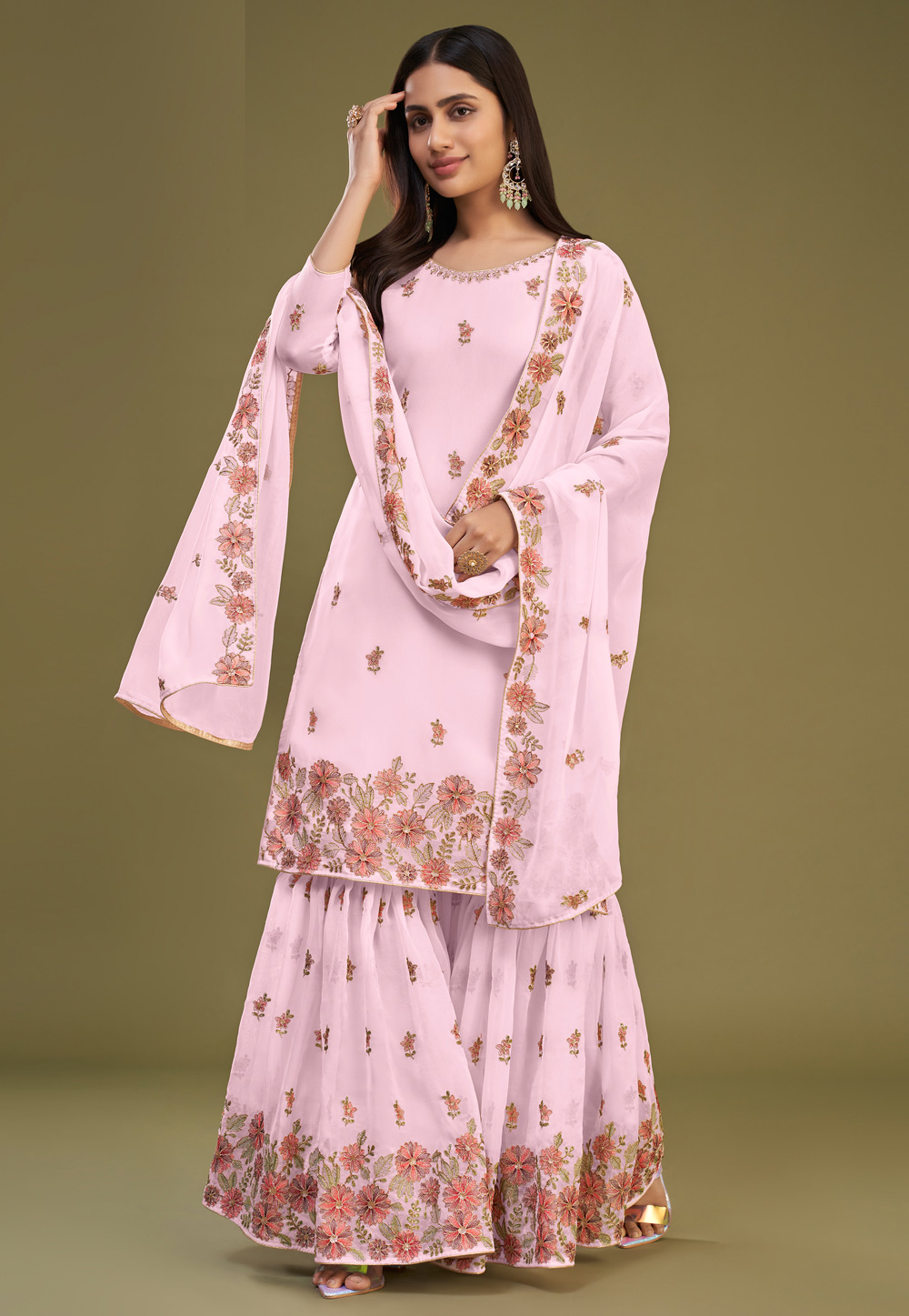Pink Georgette Gharara Suit 274971