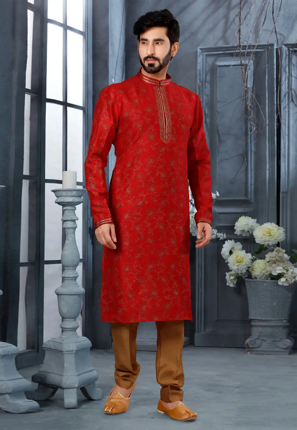 Maroon Silk Kurta Pajama 250448