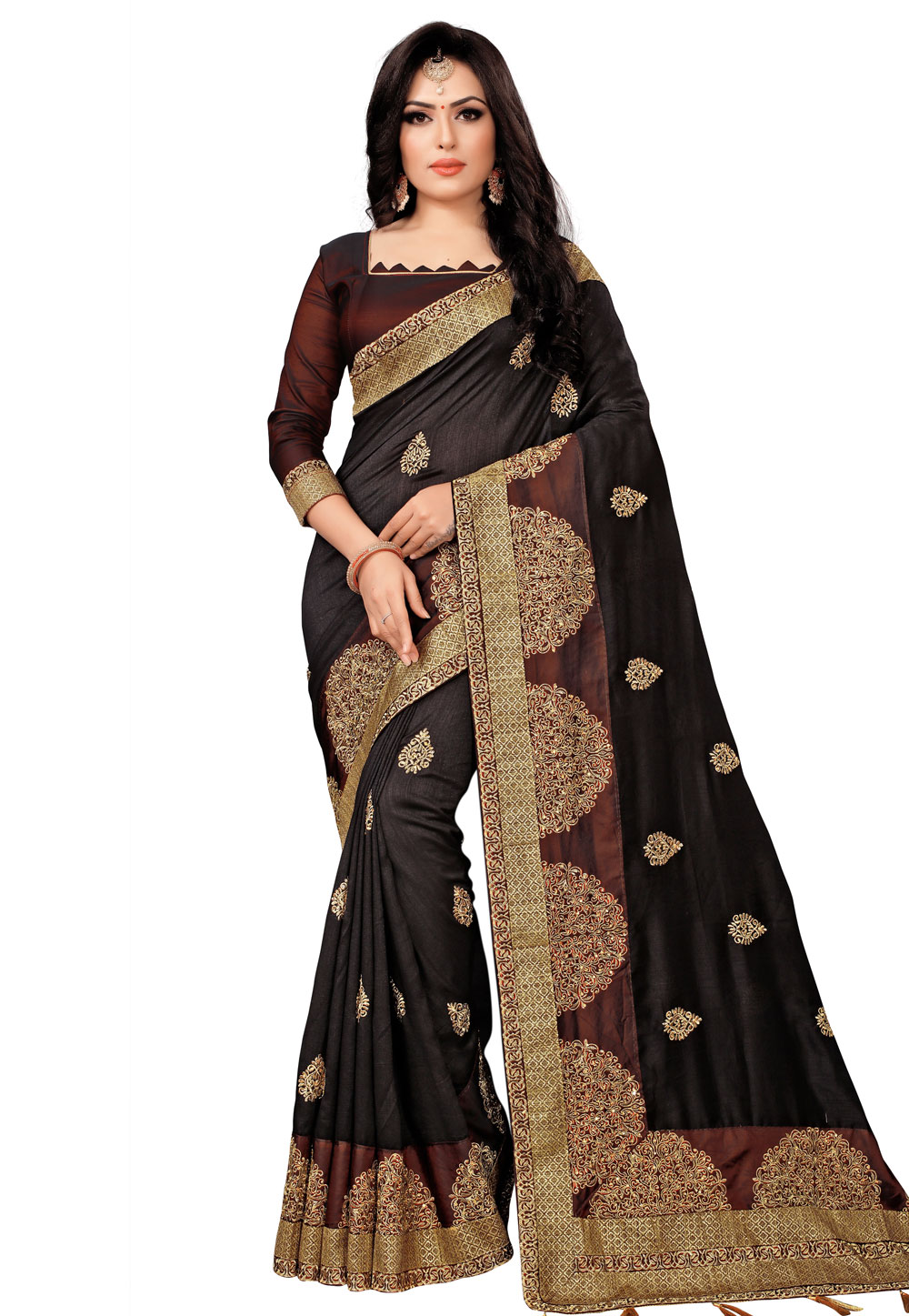 Brown Silk Saree With Blouse 201639