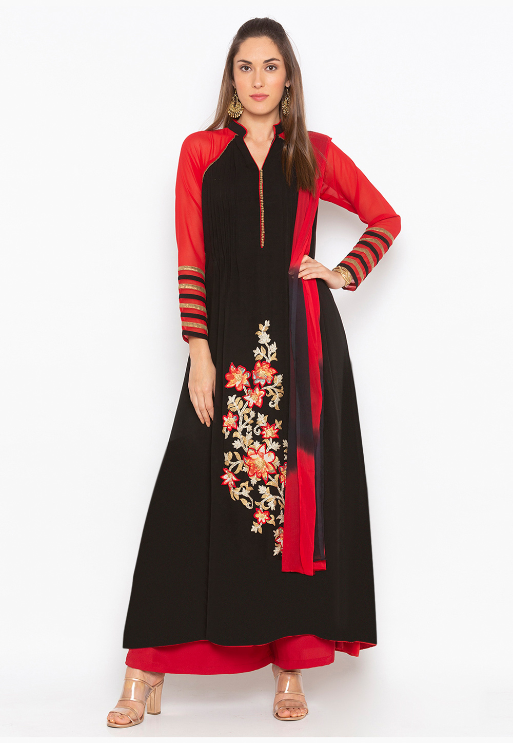 Black Georgette Readymade Anarkali Suit 246150