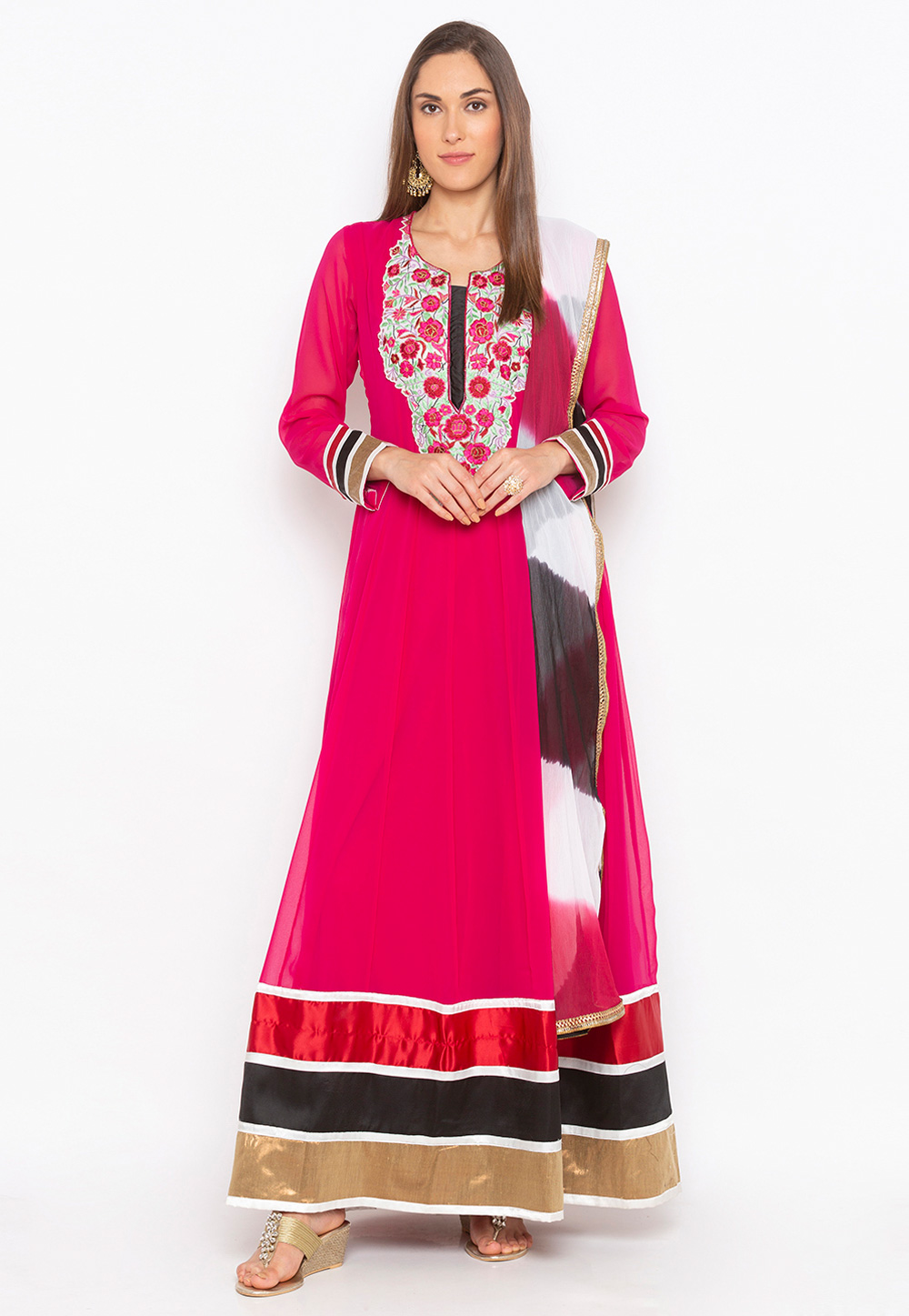 Magenta Georgette Readymade Anarkali Suit 239425