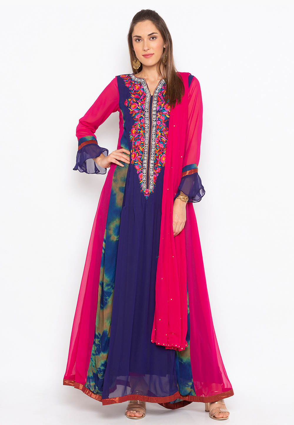 Magenta Georgette Readymade Long Anarkali Suit 246154