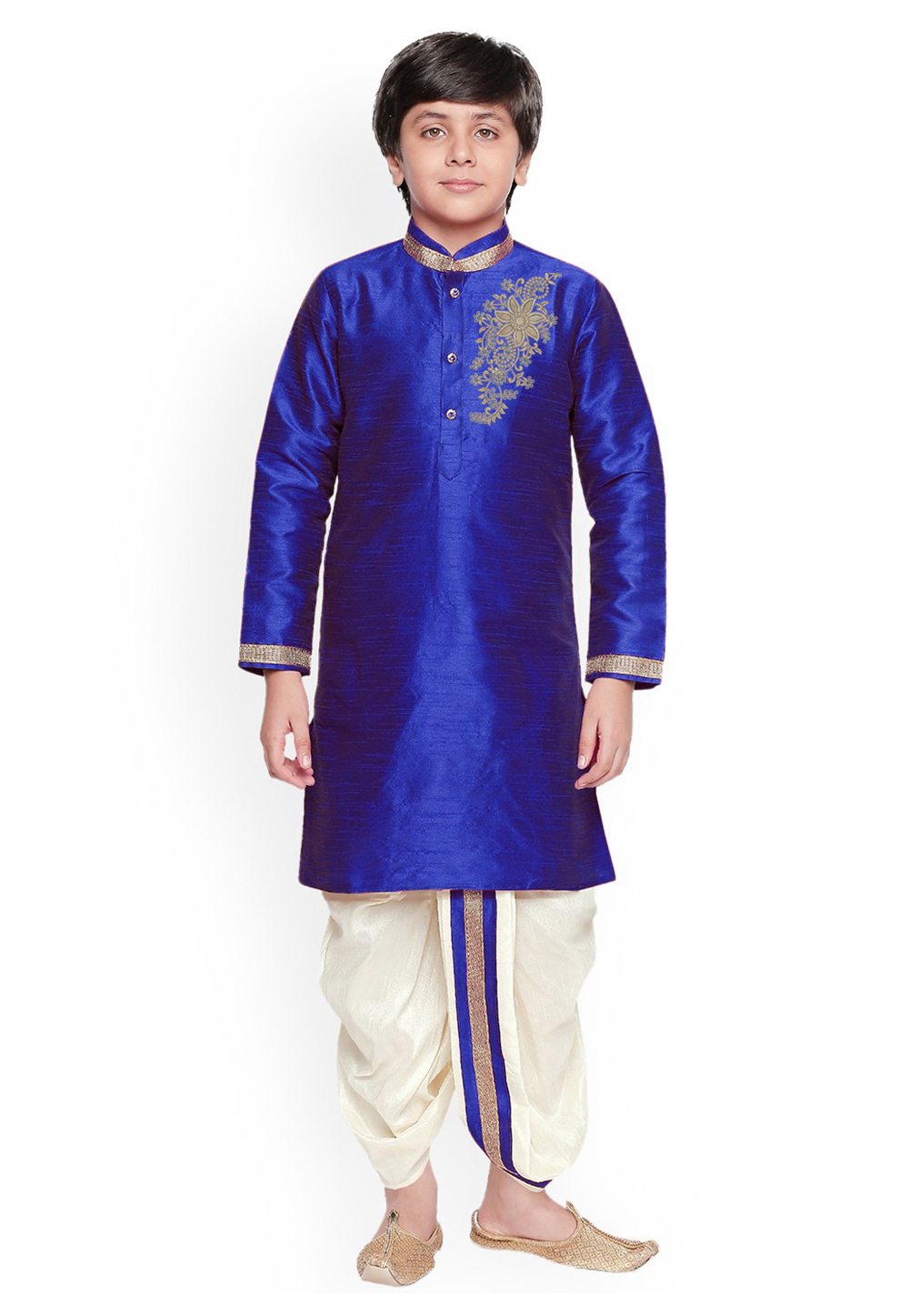 Blue Dupion Silk Kids Dhoti Kurta 236143