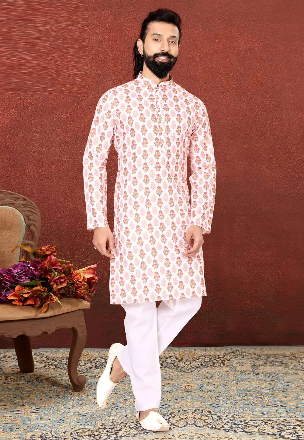 Cream Cotton Kurta Pajama 240413