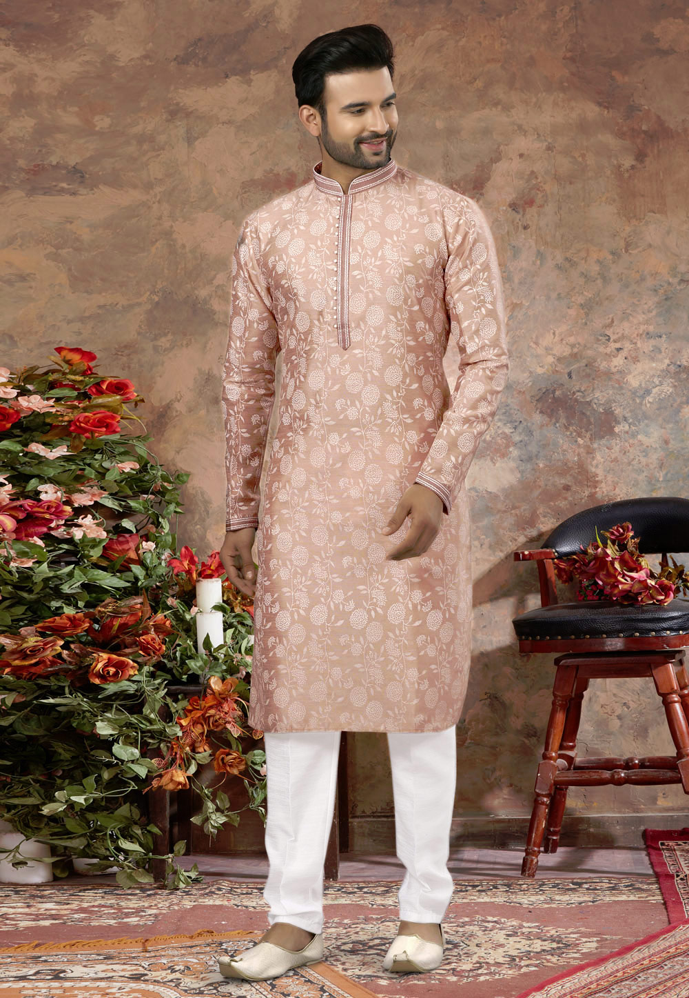 Brown Silk Kurta Pajama 250473