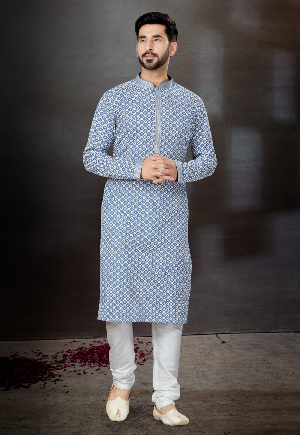 Blue Rayon Kurta Pajama 259352