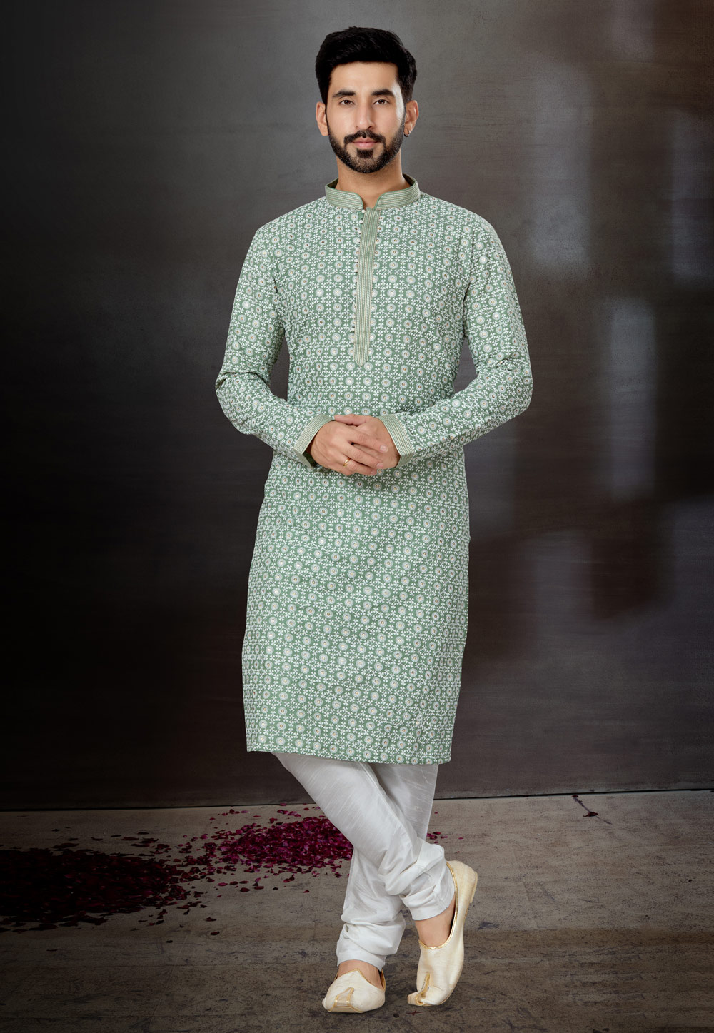 Light Green Rayon Kurta Pajama 259354