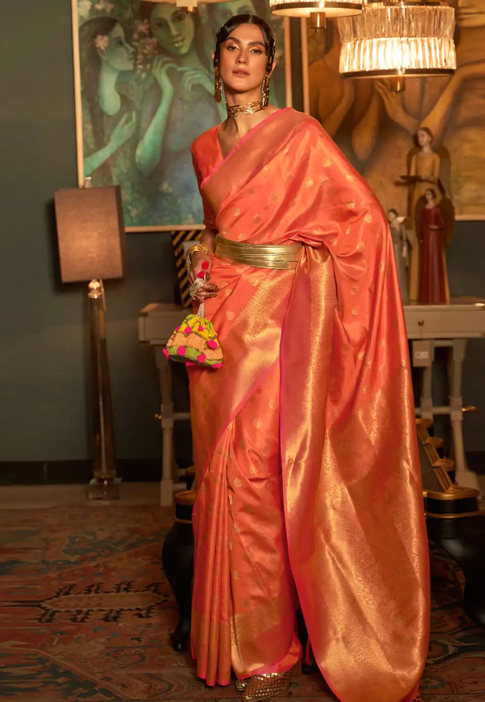 Peach Silk Saree With Blouse 268206