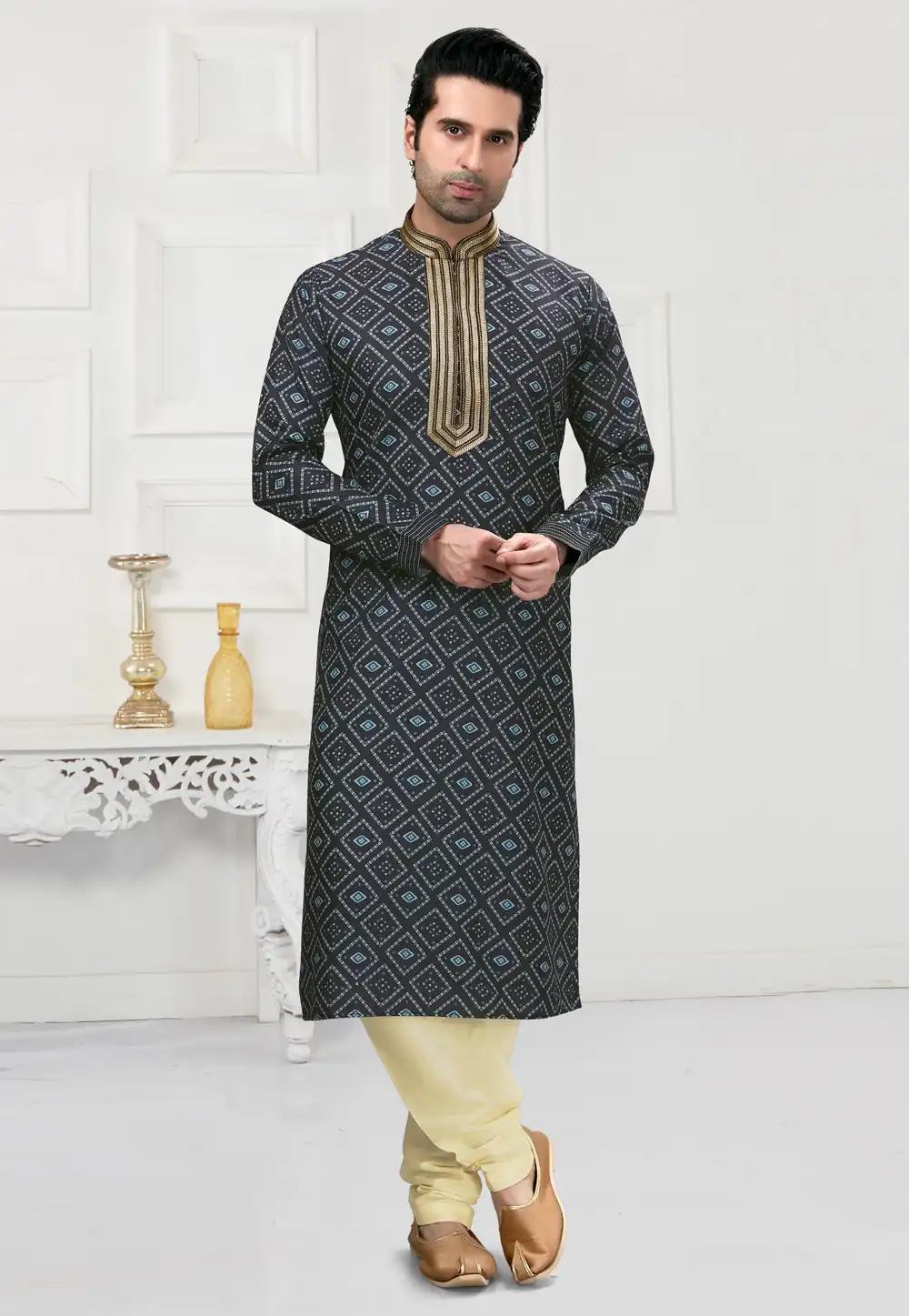 Navy Blue Cotton Kurta Pajama 241579